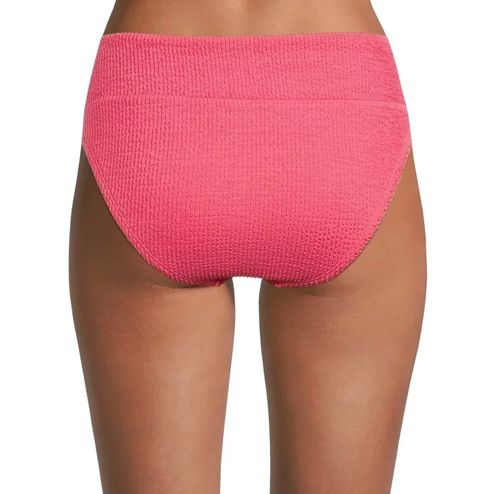 Time and Tru Women's Plus Crinkle Texture Bikini Swim Bottom Pink Size 3X